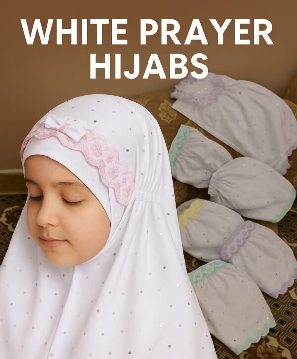 White Prayer Hijabs for Girls – Soft & Comfortable with Lace Trim