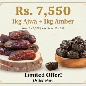 Ajwa Amber Dates Combo Pack - 1kg Ajwa + 1kg Amber Dates
