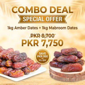 Amber Mabroom Dates Combo 2kg premium pack with 1kg Amber dates and 1kg Mabroom dates